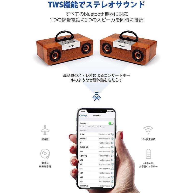 Bluetooth5.0スピーカー 木製ワイヤレスポータブルスピーカー Smalody で持ち運びに便利 USB充電 スマホスタンドを設置｜gogamizakkaten｜02