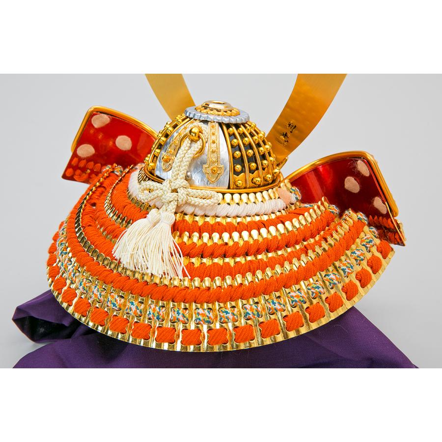 久月 御兜 純金箔押 新作 五月人形 久月 7号本金箔押小札正絹朱赤縅之兜収納飾り 兜