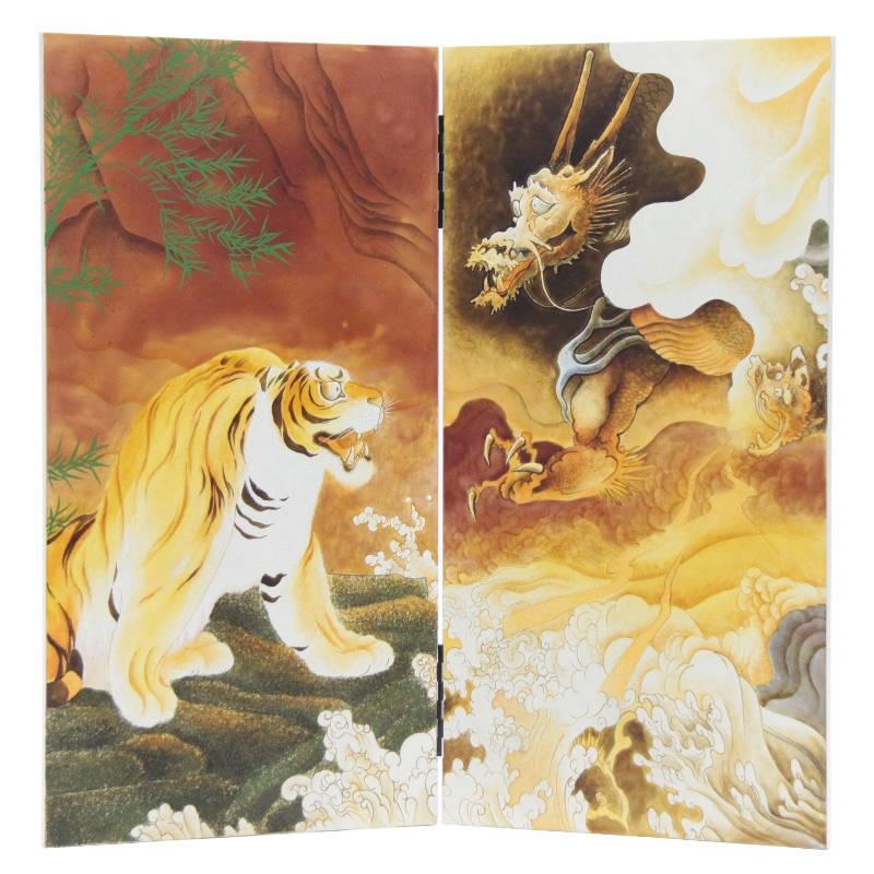 アウトレット品 五月人形屏風単品 23号五月二曲屏風 勇気 手描盛上龍虎 21ya1646 D-76sb