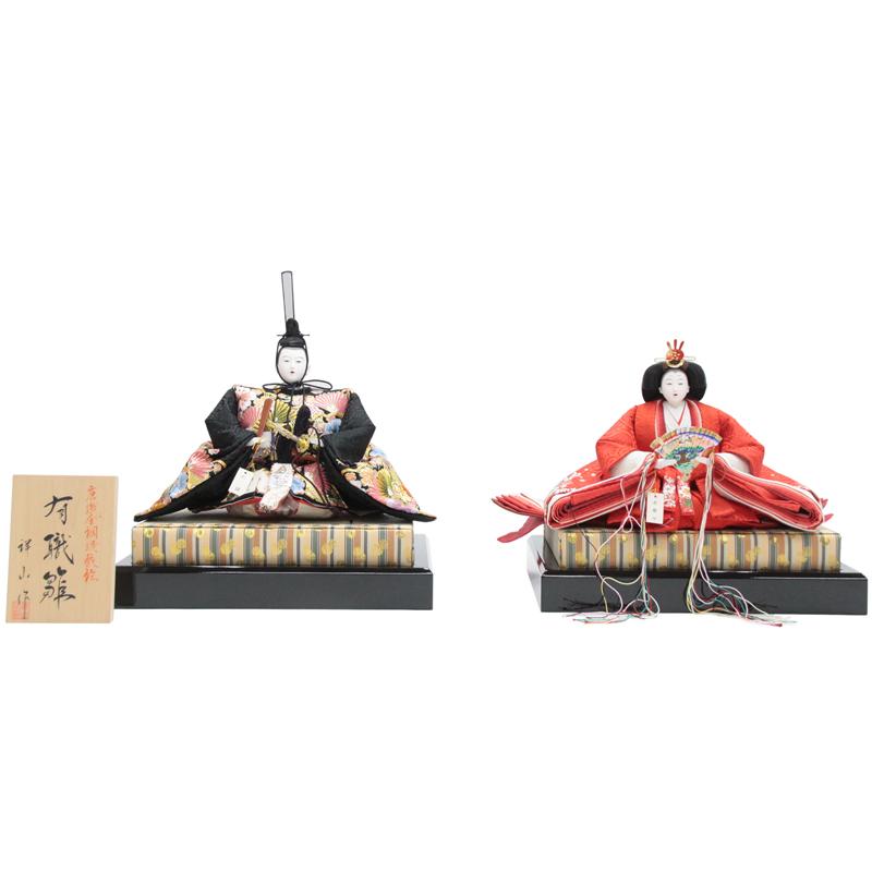 降車口品 雛人形親王単体 あやつり人形のみ 七番親王 金彩刺しゅう（黒/赤） 親王台付き添い人 22a-ya-1501 記念、行事用品-五月人形