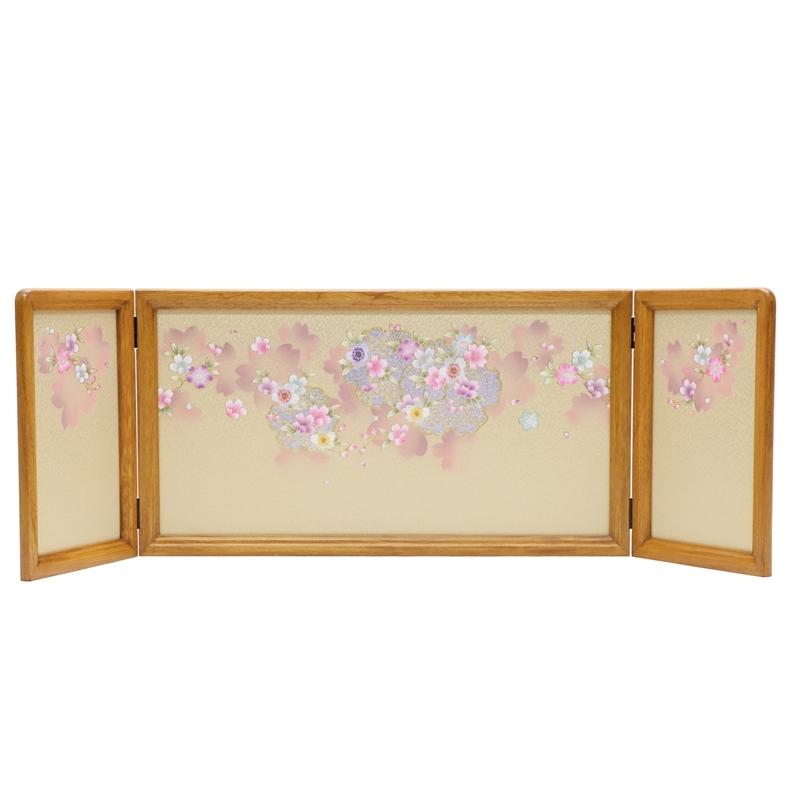 アウトレット品 雛人形三月屏風 屏風のみ 13号 金彩刺繍雪輪に桜 倫光 春日 22a-ya-2119