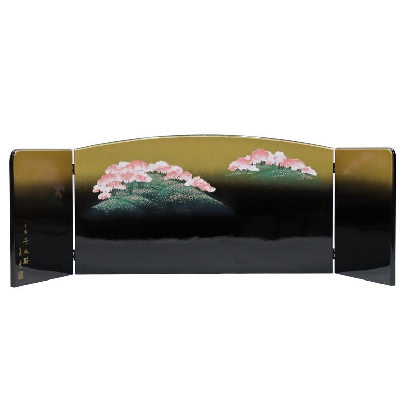 アウトレット品 雛人形三月屏風 屏風のみ 13号 ゴールドぼかし 手描 千本桜 まどか 22a-ya-2142