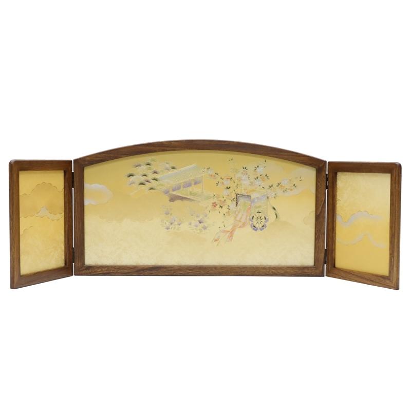 アウトレット品 雛人形三月屏風 屏風のみ 13号 金彩御所桜 飛翔金 祇園 古代塗 三曲屏風 22a-ya-2205