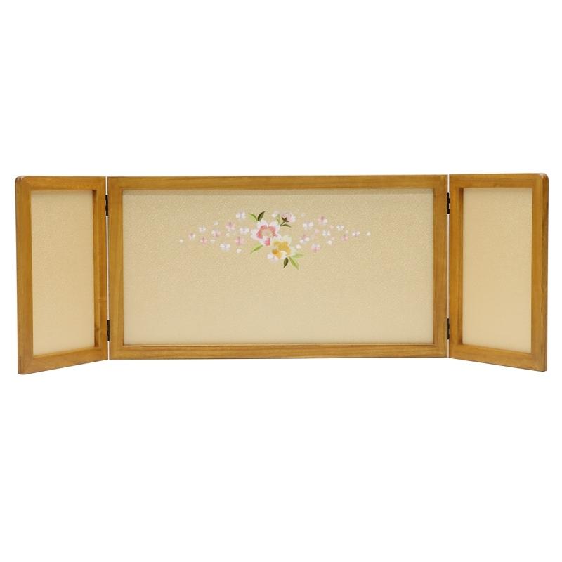 アウトレット品 雛人形三月屏風 屏風のみ 13号 刺繍 菱形桜 倫光 華 ケヤキ塗 三曲屏風 22a-ya-2212