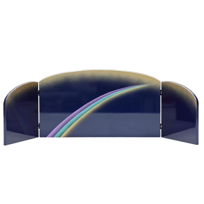 アウトレット品 雛人形三月屏風 屏風のみ 10号 虹（紺）ピアノ塗 三曲屏風 22a-ya-2237