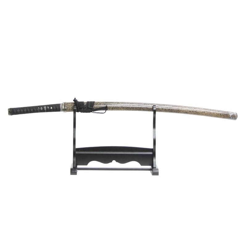模造刀 戦国シリーズ 姫鶴 一文字 黒 上杉家宝刀 掛け台・刀袋付 大刀 刃紋入り刀身 メッキ合金 neu062bk 日本刀 美術刀剣 おもちゃ 通販 代引き不可