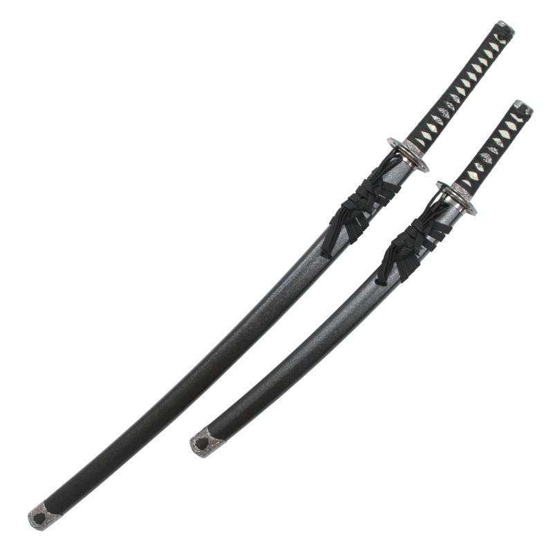 模造刀 美術刀 宮本武蔵 大小刀 刃紋入り刀身 メッキ合金 neu037set 日本刀 美術刀剣 おもちゃ 通販 代引き不可