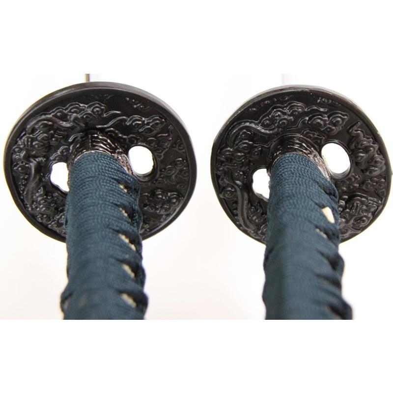 模造刀 雲シリーズ 青雲 大小刀 刃紋入り刀身 メッキ合金 neu045set