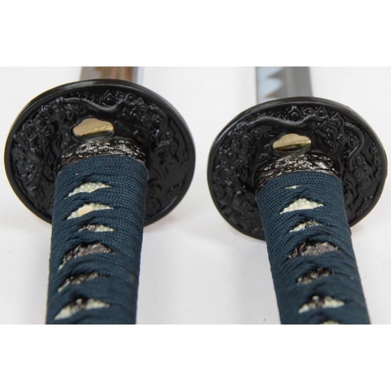 模造刀 雲シリーズ 青雲 大小刀 刃紋入り刀身 メッキ合金 neu045set
