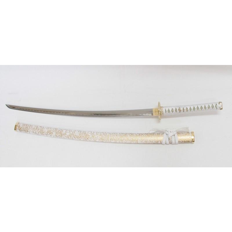 上級模造刀大小2本 金茶柄 金雲龍楕円鍔 茶梨地呂