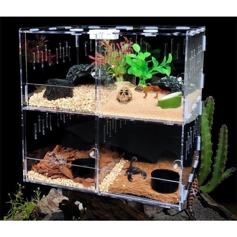 個室*4 二段 爬虫類用ケージ ペットの飼料箱 両生類 ツノガエル 個室*4 二段 爬虫類用ケージ ペットの飼料箱 両生類 ツノガエル