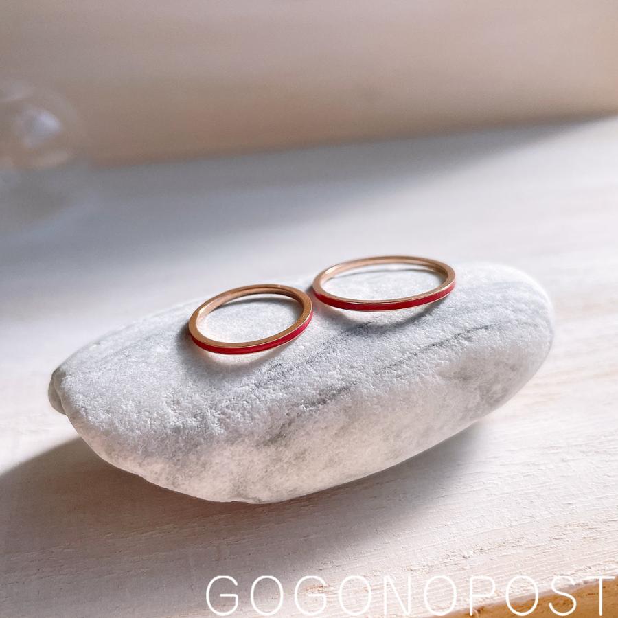 アクセサリー K.M チタン 4号〜17号 レッドカラー極細チタンリング レディース メンズ