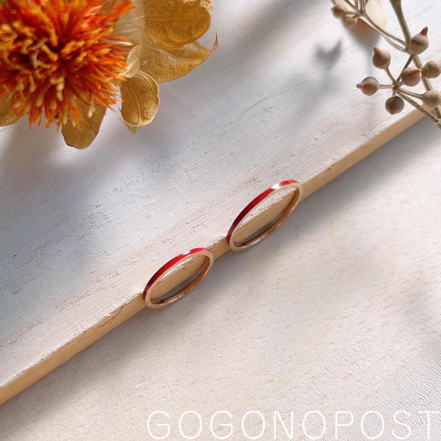 チタン 4号〜17号 レッドカラー極細チタンリング レディース メンズ