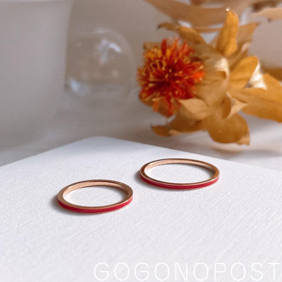 チタン 4号〜17号 レッドカラー極細チタンリング レディース メンズ