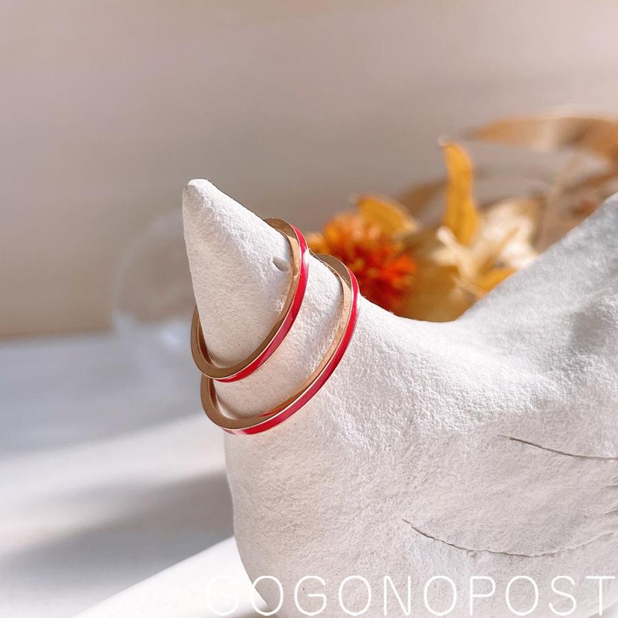 チタン 4号〜17号 レッドカラー極細チタンリング レディース メンズ