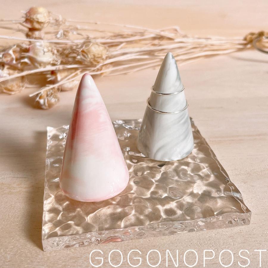 マーブルカラー陶器のリングスタンド リング立て 指輪立て