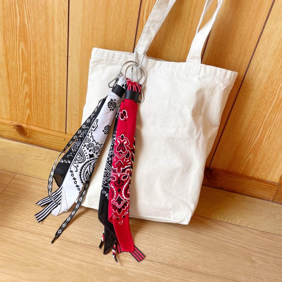 ペイズリー柄スカーフ＆リボンのバッグチャーム ベルトアクセサリー