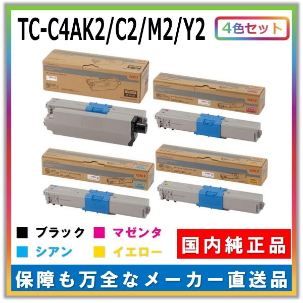 沖データ トナーカートリッジ TC-C4A K2 C2 M2 Y2 4色セット (ブラック シアン マゼンタ イエロー) 純正品 メーカー直送 COREFIDO C332dnw COREFIDO MC363dnw