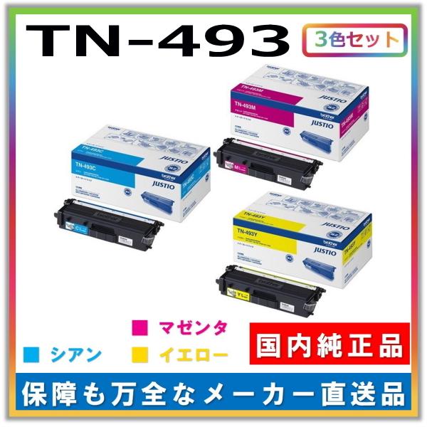 ブラザー工業 トナーカートリッジ TN-493 3色セット (シアン マゼンタ イエロー) 純正品 メーカー直送 HL-L8360CDW HL-L9310CDW MFC-L8610CDW MFC-L9570CDW