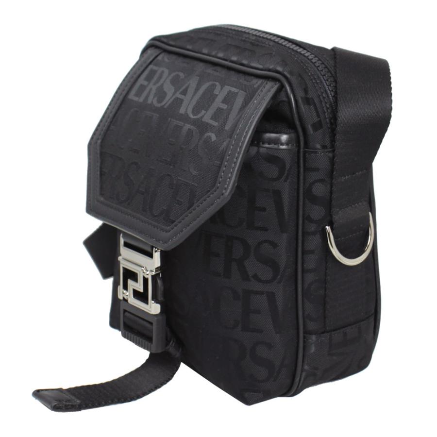 ヴェルサーチ バッグ メンズ レディース VERSACE 斜め掛けショルダーバッグ ロゴ ナイロン ブラック 1009919 1A07040の画像