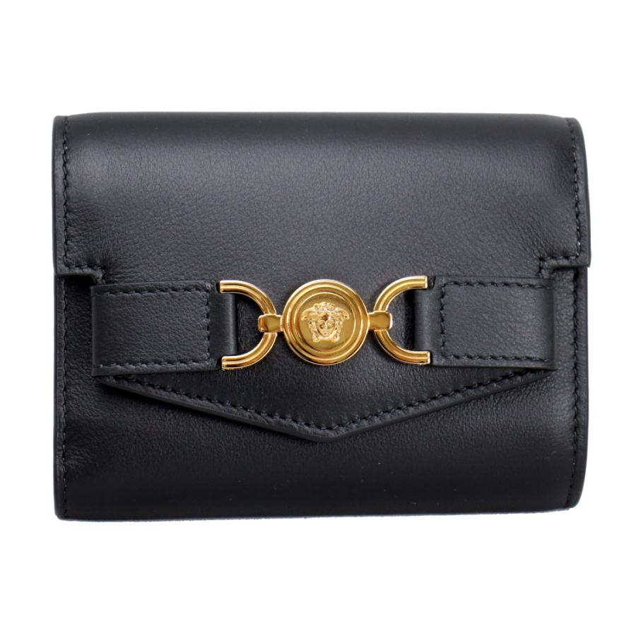 未使用✨VERSACE ヴェルサーチ　メデューサ　レザー　三つ折り財布　ブラック VERSACE（ヴェルサーチェ） ヴェルサーチ 財布 レディース 三つ折り