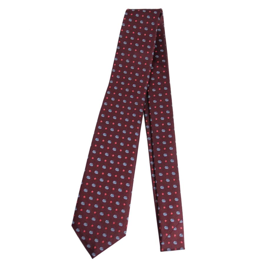 GUCCI（グッチ） ネクタイ シルク100% GG柄 スター シエナレッド 
