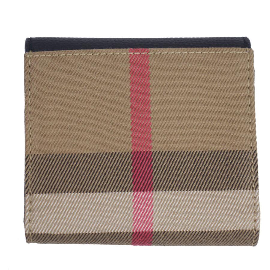 バーバリー 財布 レディース BURBERRY 三つ折り財布 キャンバス/レザー チェック/ブラック 80731451の画像