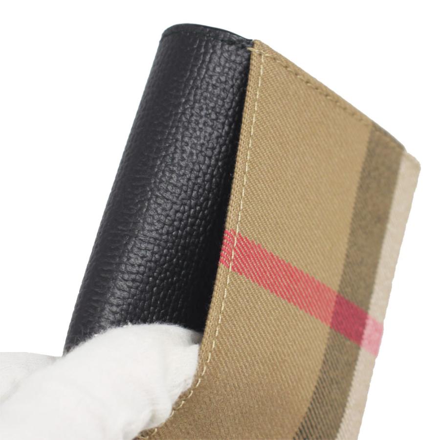 バーバリー 財布 レディース BURBERRY 三つ折り財布 キャンバス/レザー チェック/ブラック 80731451の画像