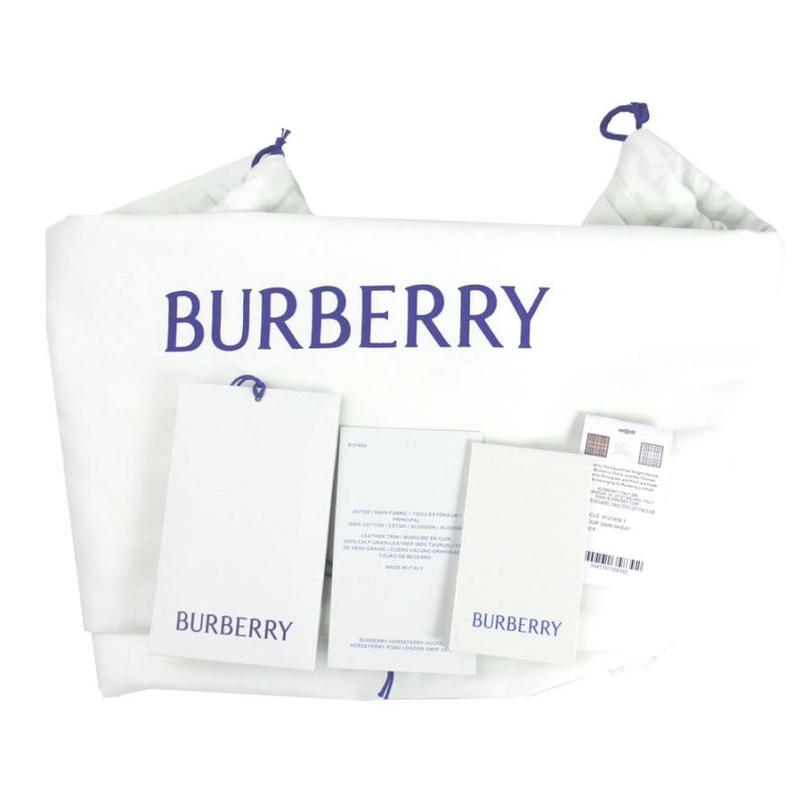 バーバリー バッグ レディース BURBERRY トートバッグ ラウンドロゴ キャンバス ナチュラル系×ブラウン系 81214561の画像