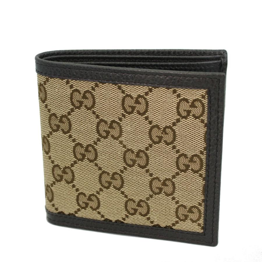 グッチ 財布 メンズ 150413 GUCCI 二つ折り財布 GGキャンバス ベージュ×ブラウン アウトレット 150413 KY9LN 9903｜goguysshop