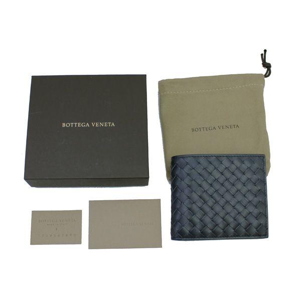 ボッテガヴェネタ 二つ折り財布 ネイビー　193642 V4651 4013 BOTTEGA VENETA（ボッテガ・ヴェネタ） 二つ折り財布 メンズ ネイビー