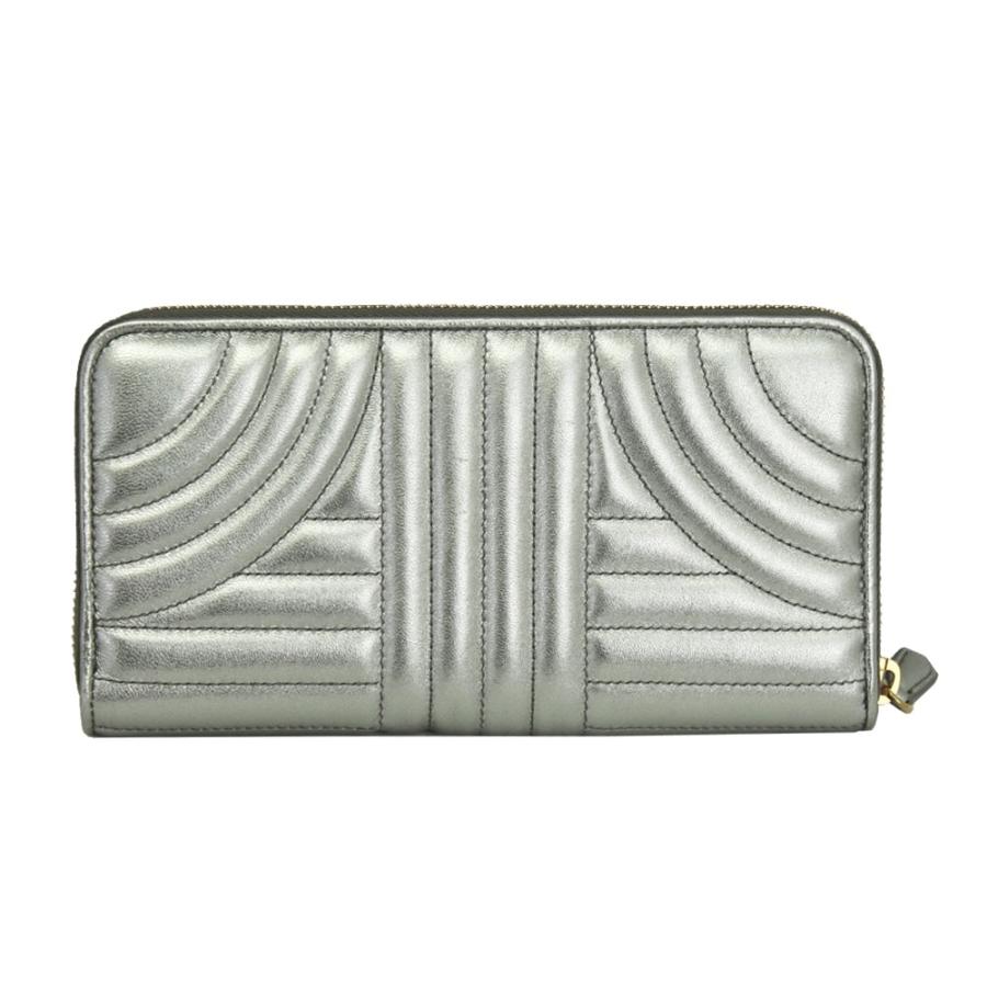 PRADA（プラダ） ラウンドファスナー長財布 レザー シルバー ゴールド 