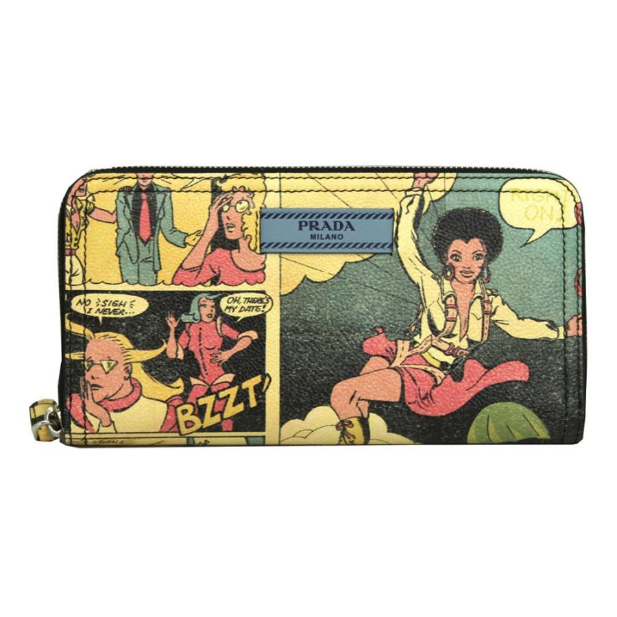 PRADA（プラダ） ラウンドファスナー長財布 コミックプリント カーフ
