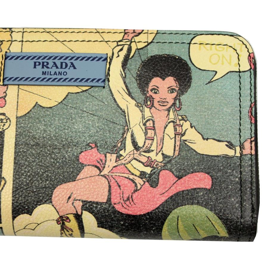 PRADA（プラダ） ラウンドファスナー長財布 コミックプリント カーフ