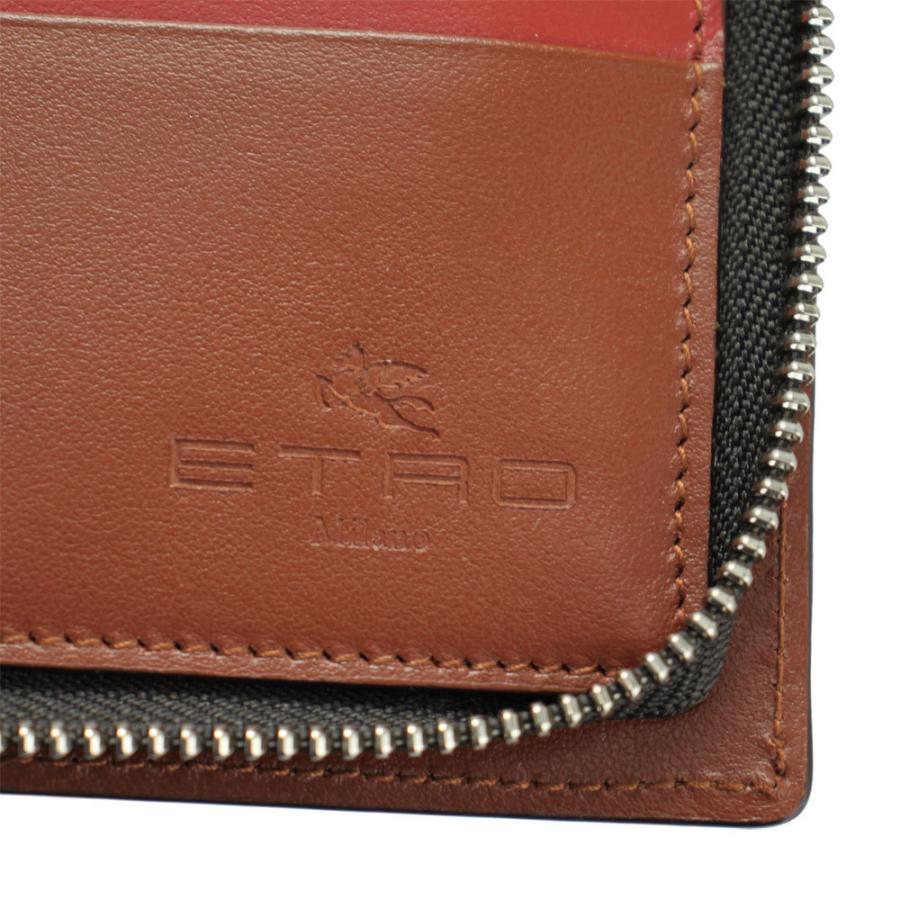 ETRO エトロ 財布 メンズ 二つ折り札入れ ストラップ付 ラウンド 