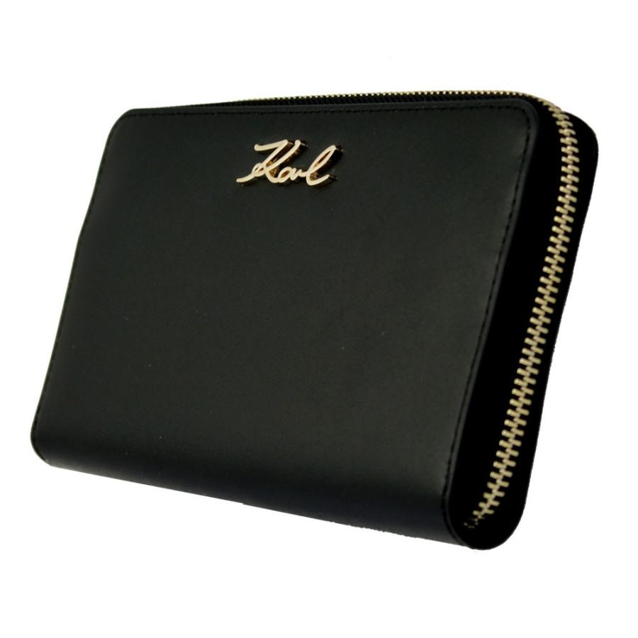 カールラガーフェルド 財布 レディース KARL LAGERFELD ラウンドファスナー長財布 K/SIGNATURE レザー ブラック 201W3237 BLACK｜goguysshop｜02