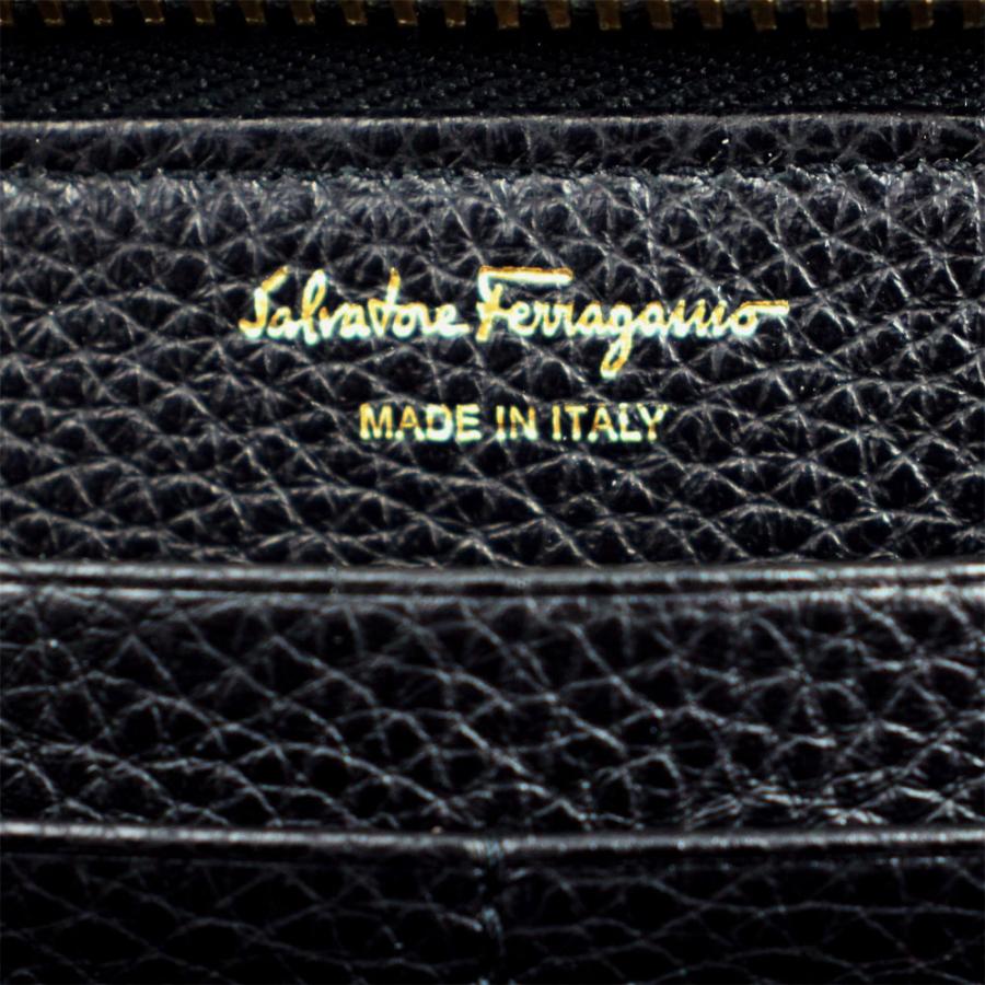 サルヴァトーレフェラガモ　長財布　ラウンドジップ　ガンチーニ　レザー　ブラック FERRAGAMO フェラガモ 財布 レディース ラウンドファスナー長