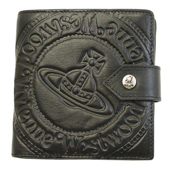 ヴィヴィアンウエストウッド メンズ 二つ折り財布 型押しカーフ ブラック オーブ 2814 新品 | Vivienne Westwood MAN