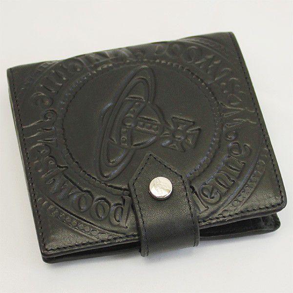ヴィヴィアンウエストウッド メンズ 二つ折り財布 型押しカーフ ブラック オーブ 2814 新品 | Vivienne Westwood MAN | 01