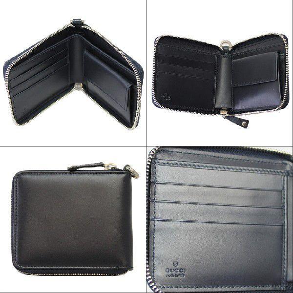 GUCCI ネイビー レザー 二つ折り財布 GUCCI ネイビー レザー 二つ折り財布 GUCCI グッチ 財布 メンズ