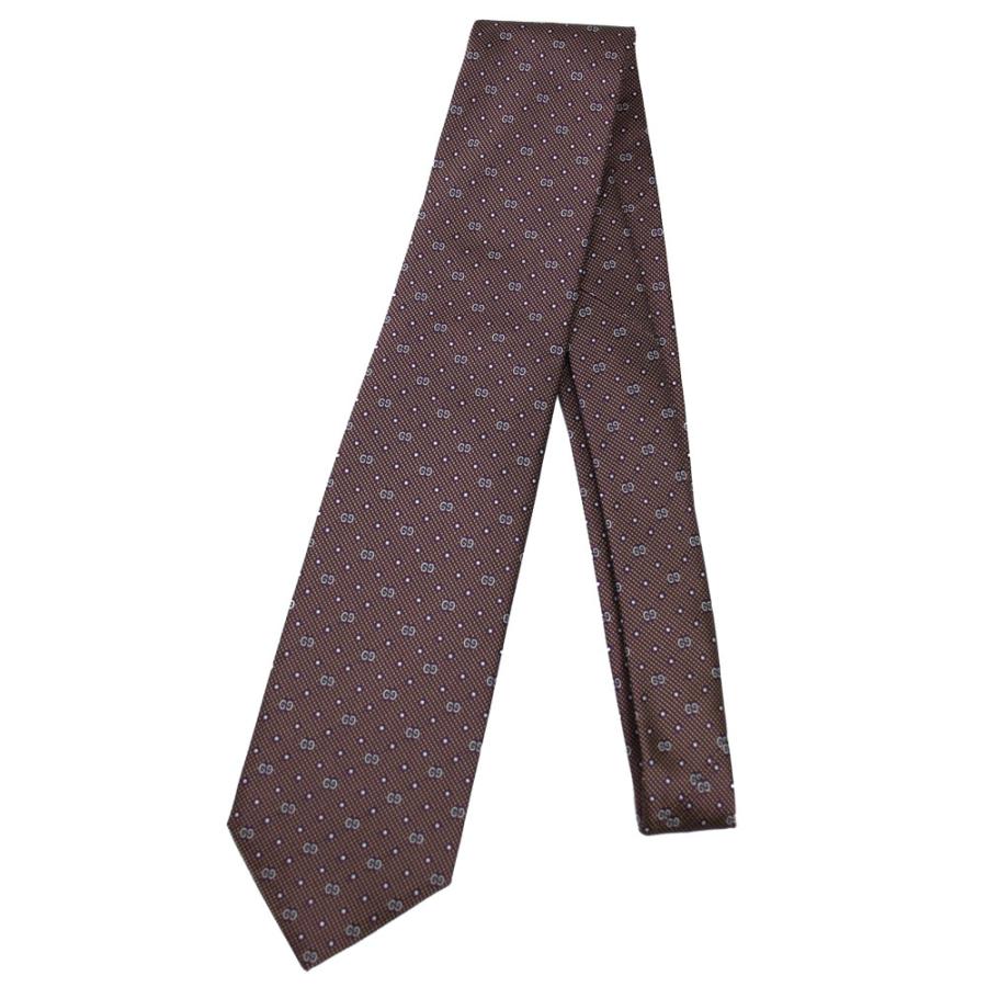 GUCCI（グッチ） ネクタイ シルク100% GG柄 ドット系 バーガンディ