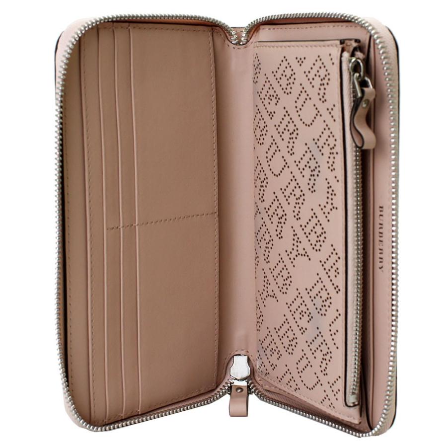 BURBERRY ラウンドファスナー ロゴ パンチング レザー ペールピンク BURBERRY バーバリー 財布 レディース 40789551 ラウンド