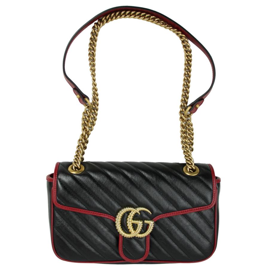 グッチ バッグ レディース GUCCI チェーンショルダーバッグ GGマーモント キルティング レザー ブラック/レッド系 443497 0OLFX 8277｜goguysshop｜02