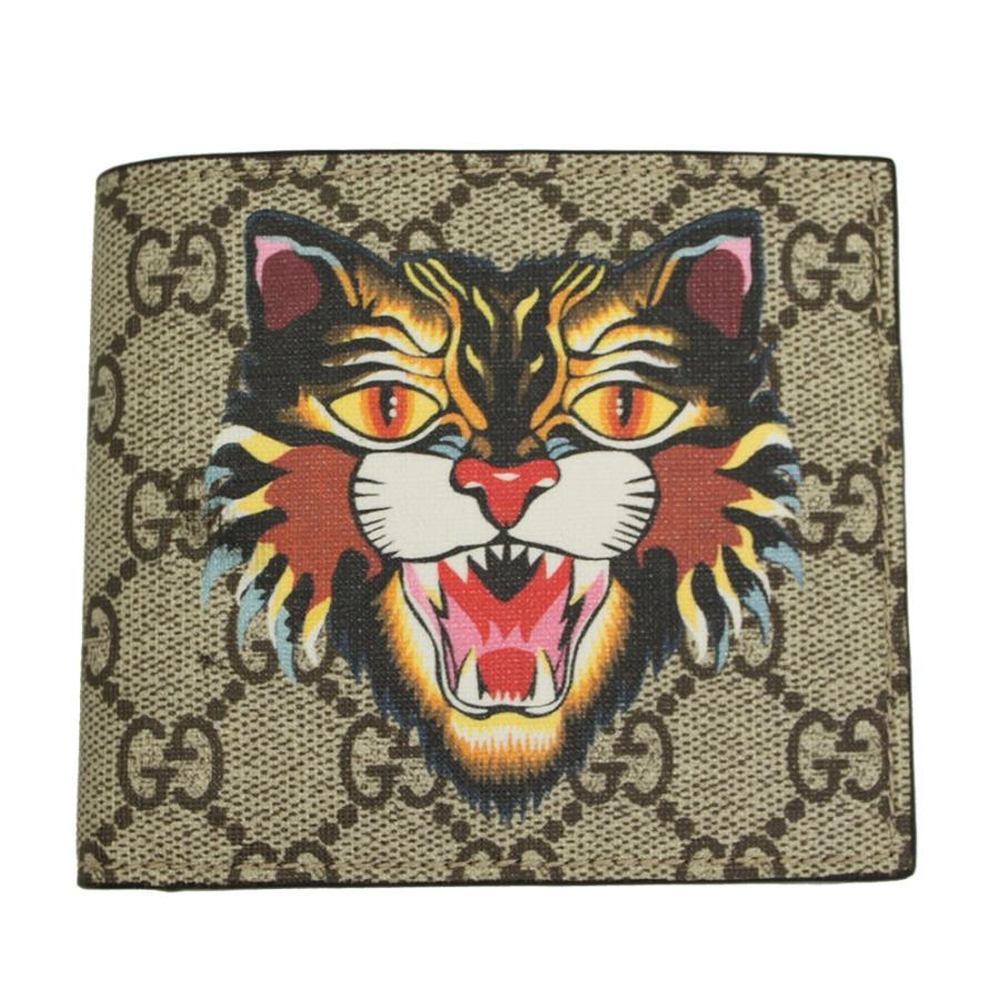 GUCCI（グッチ） 二つ折り財布 メンズ アングリーキャット プリント GG