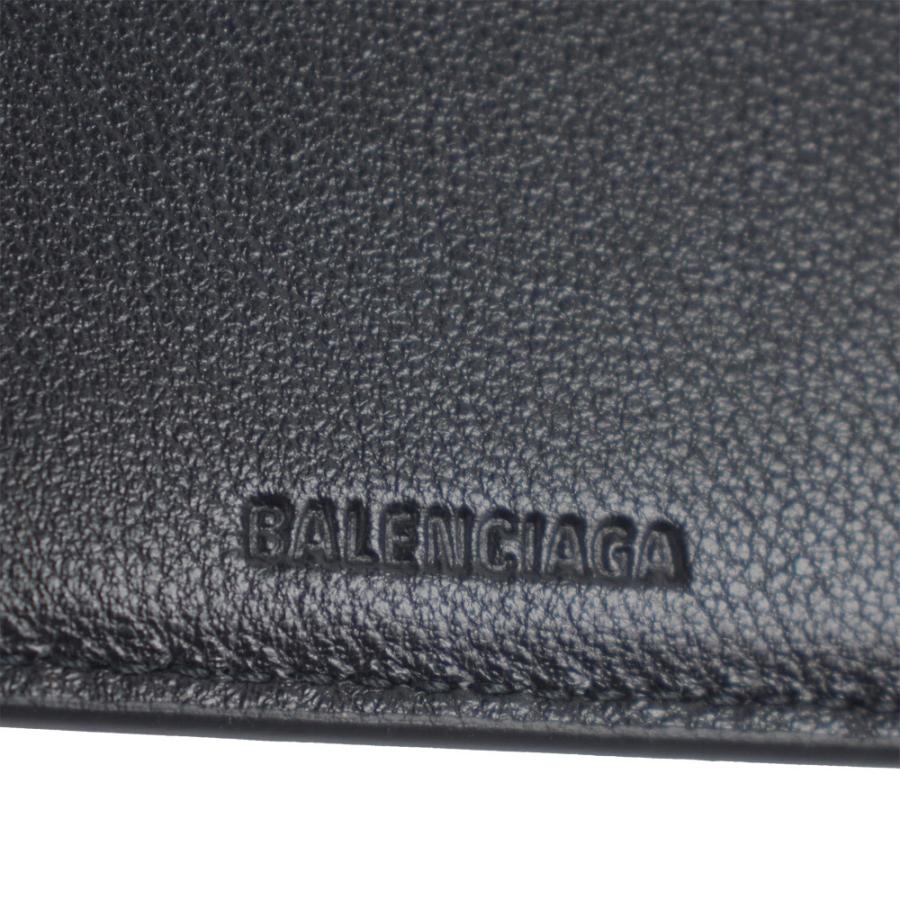 バレンシアガ 二つ折り財布 エブリデイ ロゴ プリント レザー ブラック 極美✨バレンシアガ 二つ折り財布 エブリデイ ロゴプリント