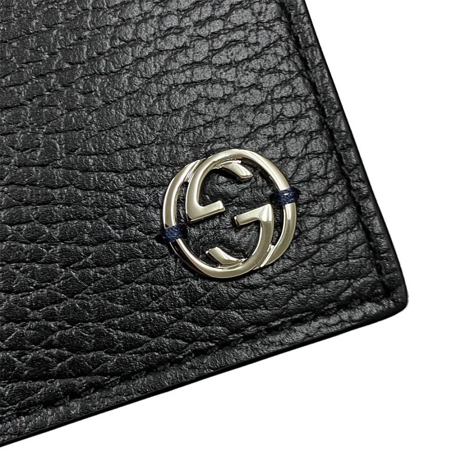 グッチ 財布 メンズ 610466 GUCCI 二つ折り財布 インターロッキングG レザー ブラック/ブルー系 アウトレット 610466 CAO2N 1040｜goguysshop｜04