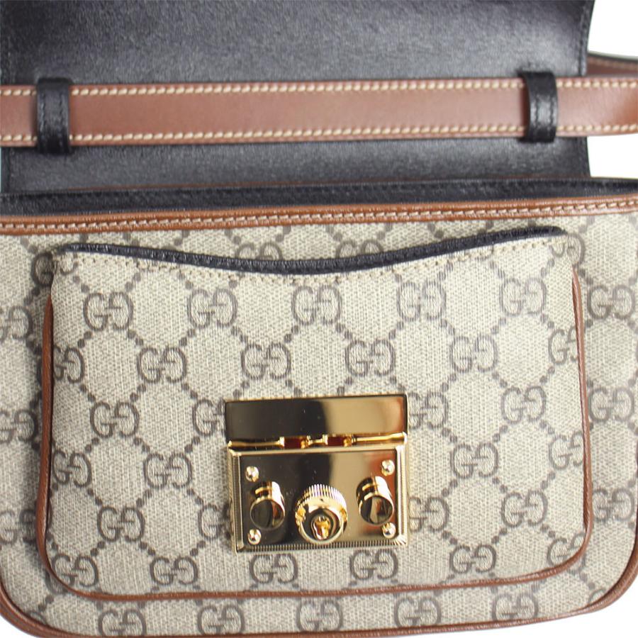 【希少】グッチ　ハンドバッグ　GGスプリーム　総柄　PVC　レザー　ブラウン GUCCI - □□GUCCI グッチ セカンドバッグ GGスプリーム レザー