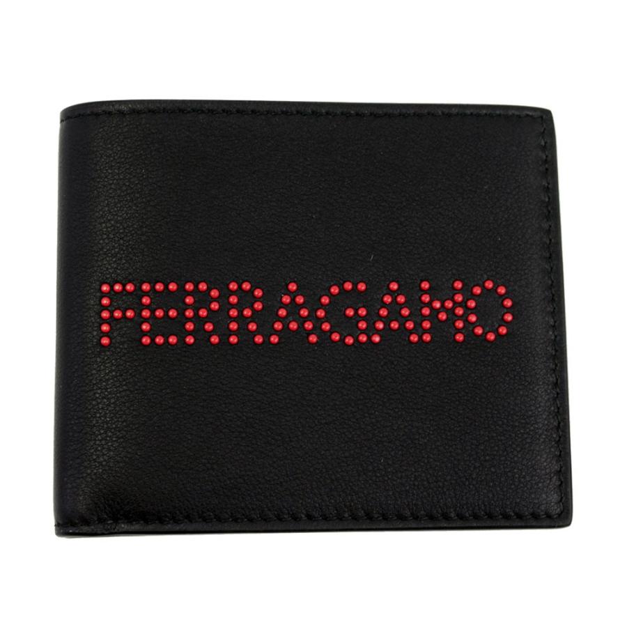 FERRAGAMO フェラガモ 二つ折り札入れ 財布 メンズ レザー ブラック