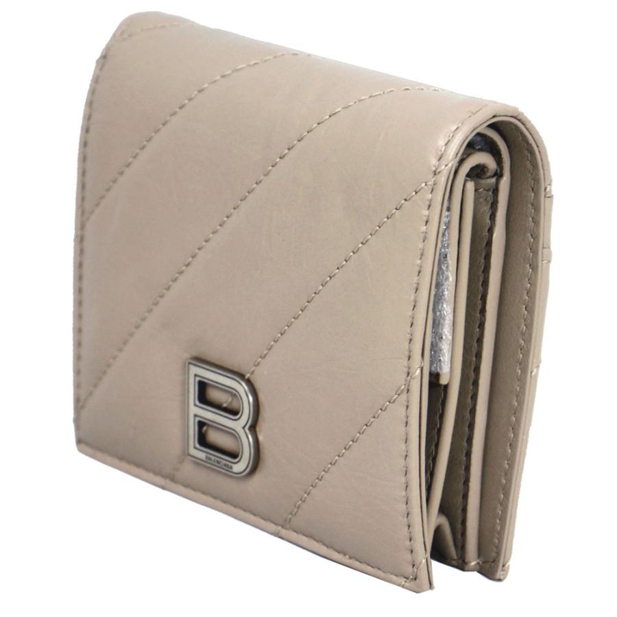 【美品】BALENCIAGA(バレンシアガ) 二つ折り財布 ベージュ ロゴ BALENCIAGA バレンシアガ 財布 レディース 二つ折り財布 ミニ財布