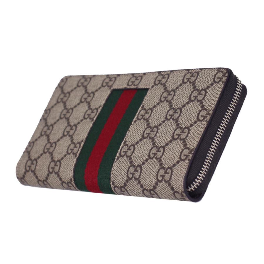 グッチ 財布 レディース GUCCI ラウンドファスナー長財布 GGスプリーム ウェビングライン ベージュ系×ダークブラウン系 779870 KHN4N 9791 | GUCCI | 01